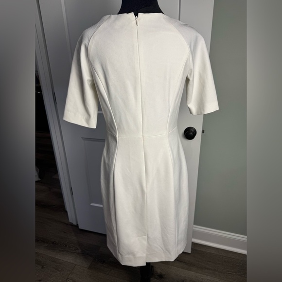 Shoshanna White Sheath Midi Dress Crew Neck fitted lined - Picture 3 of 9